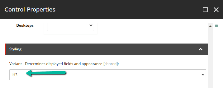 Sitecore SXA Variant field in Control Properties not empty