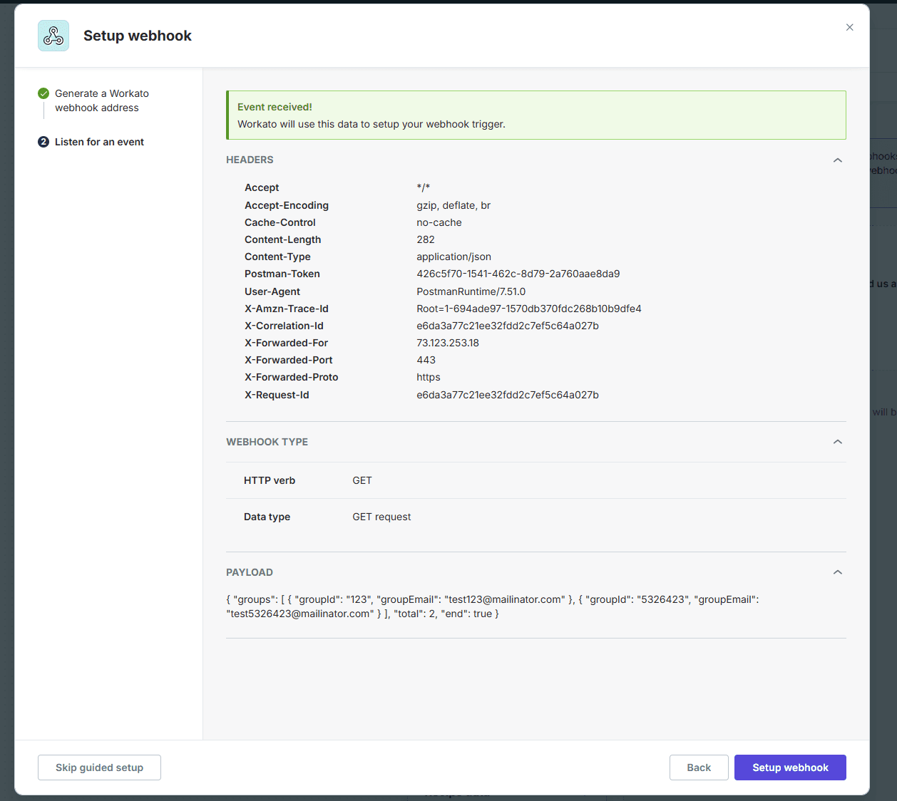 Sitecore Connect Webhook Trigger Received