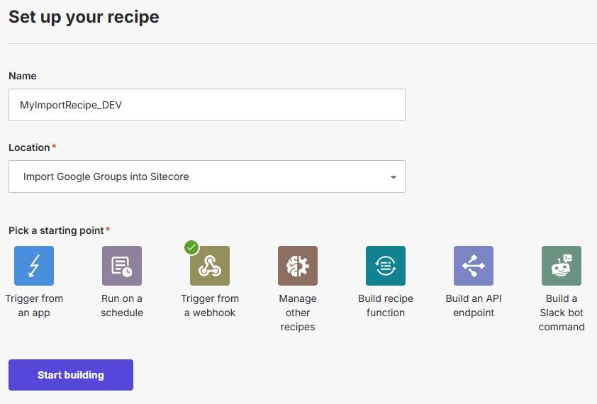 Sitecore Connect Create Recipe