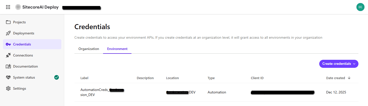 Sitecore Deploy Automation Credentials