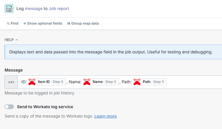 Sitecore Connect Log Message Action